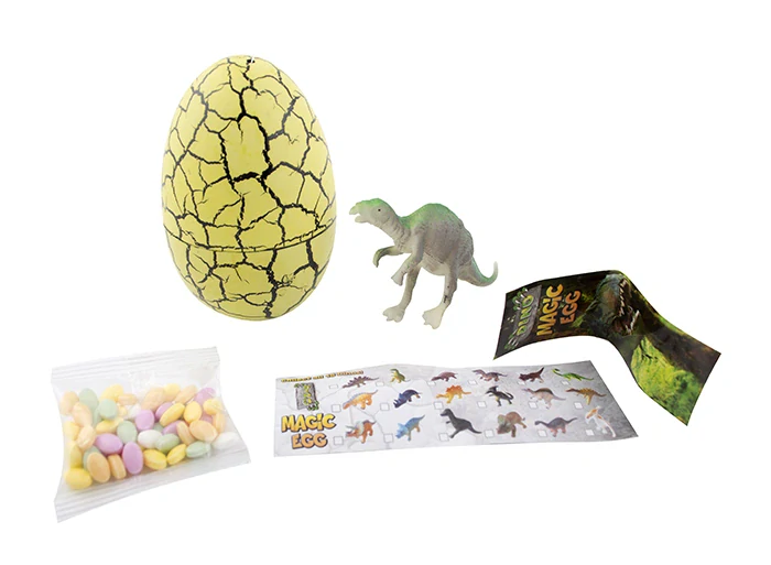 Plastové vajíčko DINO MAGIC EGG hračka s bonbónky 10g