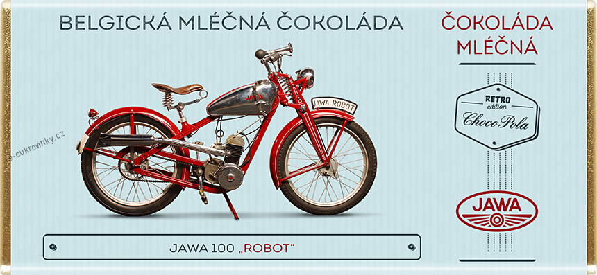 Čokoláda RETRO 100g motorka "JAWA 250 Kývačka" hořká