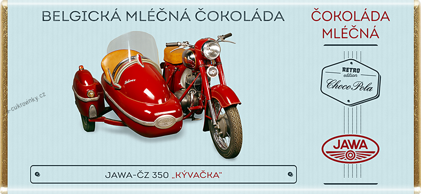 Čokoláda RETRO 100g motorka "JAWA 250 Kývačka" hořká
