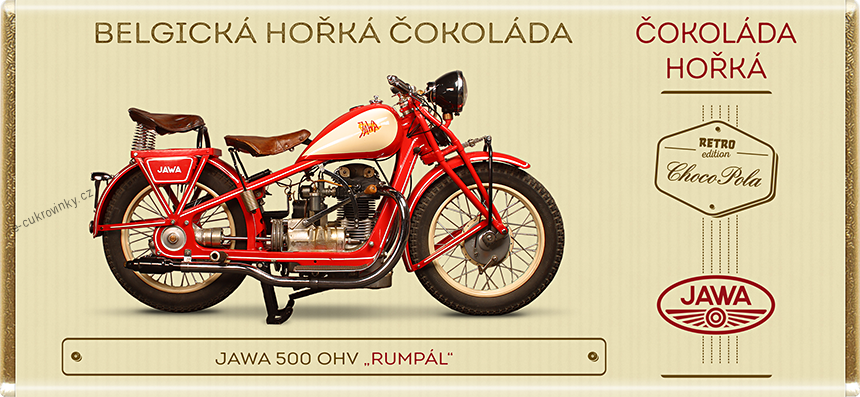 Čokoláda RETRO 100g motorka "JAWA 250 Kývačka" hořká