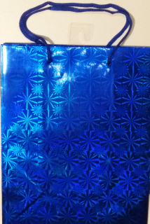 Dárková taška papírová velká 26 x 31 cm METALÍZA MODRÁ