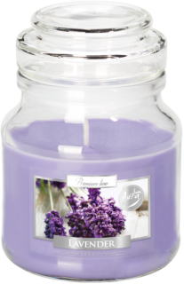 Vonná svíčka BISPOL 120 g PREMIUM LINE - sklenička s víčkem - LAVENDER