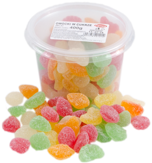 Želé Jelly 270 g JUICY SLICES - želé ovoce v cukru - v plastové dóze - VÝPRODEJ !!! DMT: 10/2025