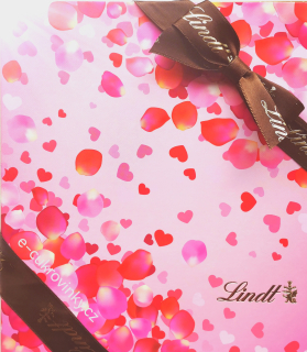 Dárková krabička papírová SRDÍČKA & LINDT bonbóny 500 g v různém mixu 