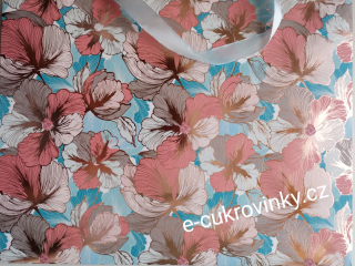 Dárková taška papírová střední 30 x 23 cm KRESLENÉ KVĚTY