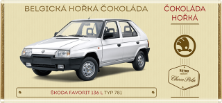 Čokoláda RETRO 100 g Škoda Favorit 136L hořká
