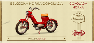 Čokoláda  RETRO 100g motorka"JAWA 50 Pařez"  - hořká