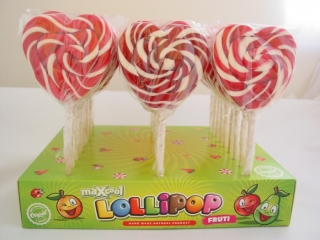 Lízátko Srdce 80g - velké barevné lízátko - 1 ks