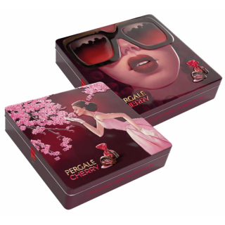 Bonboniéra PERGALĒ 355 g CHERRY - v kovové dóze - DÁMA s brýlemi