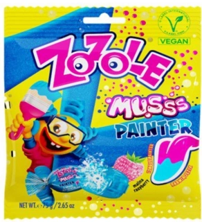 ZOZOLE ovocné bonbóny s kyselým práškem 75g MALINA - BARVÍCÍ - VÝPRODEJ !!! DMT: 12/2025
