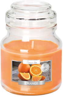 Vonná svíčka BISPOL 120 g PREMIUM LINE - sklenička s víčkem - ORANGE