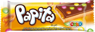 Sušenka PAPITA 33 g s čokoloádovým dražé - karamelová