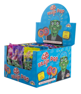 Lízátko 16g BRAIN POP - mění barvu + ŽVÝKAČKA (balení 50 ks)