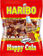 Želé HARIBO 90g HAPPY COLA cola lahvičky