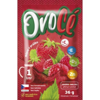 OvoCÉ nápoj v prášku 36 g - jahoda a malina 1 L