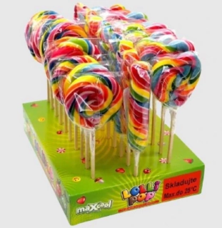 Lízátko 60 g RAINBOW MIX (SRDCE, SWIRL, TWIST) - velké barevné lízátko