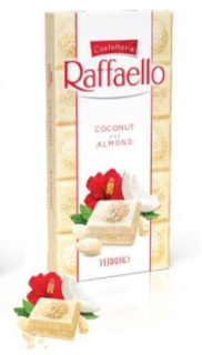 Čokoláda  tabulková RAFFAELLO 90 g bílá MANDLE & KOKOSOVÝ KRÉM