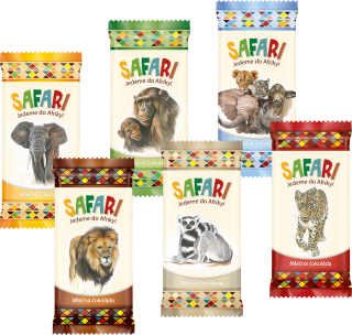 Malá mléčná čokoládka Carla 20 g SAFARI - balení 40 ks