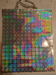 Dárková papírová taška 26 x 31cm METALÍZA STŘÍBRNÁ s duhovým leskem