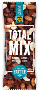 Směs oříšků TOTAL MIX 100 g STUDENTSKÁ směs - kešu, lísková jádra, mandle, rozinky