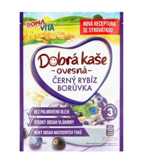 Ovesná kaše BONA VITA, černý rybíz a borůvka 55g