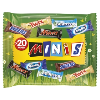 MINIS MIX 400 g - 20x mix tyčinek bounty, mars, snickers, milky way - JARNÍ EDICE - DOPRODEJ !!! - poslední 2 balení 