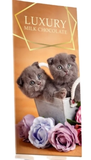 Čokoláda obálka LUXURY 175 g - mléčná s mandlemi a malinami - KOTĚ & KVĚTINY