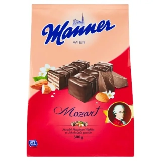 Oplatky MANNER 300 g MOZART - mandlové v hořké polevě