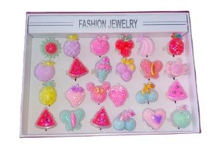 Svítící prstýnek - FASHION JEWELRY - perlové ovoce (balení 24 ks)