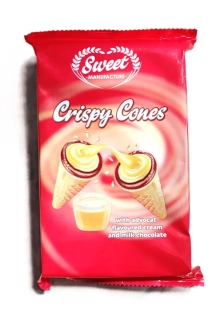 Oplatky Crispy Cones s krémovou náplní a příchutí vaječného likéru 130 g