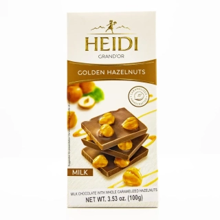 Čokoláda HEIDI GRAND'OR 100 g mléčná s celými oříšky - VÝPRODEJ!!! DMT: 12/2024