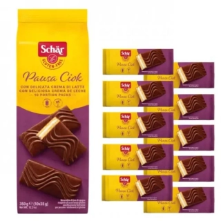 BEZLEPKOVÝ piškotový řez v polevě SCHÄR 35 g Pausa Ciok - s mléčnou náplní - 10-pack (10x 35 g)