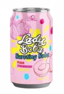Lady Boba Bubble Tea nápoj broskvový jahodový čaj 320 ml