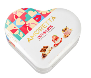 Bonboniéra AMORETTA Desserts 189 g - kovová dóza - srdce