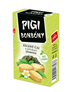 JEMČA Pigi bonbóny bez cukru 38g ZELENÝ ČAJ JASMÍN (25 bonbonů)
