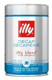 Italská káva ILLY 250 g DECAF - mletá káva - BEZ KOFEINU - kovová dóza