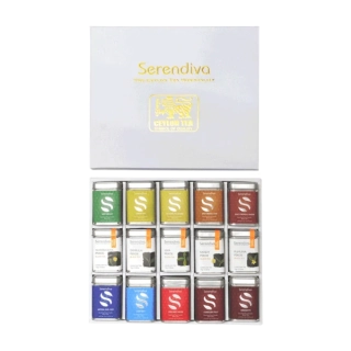 Dárková sada sypaných čajů SERENDIVA - 15x 15 g - v kovových dózičkách
