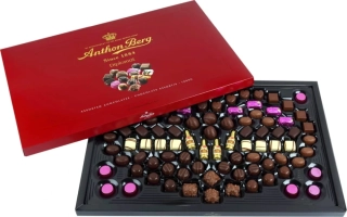 Mega velká & luxusní bonboniéra ANTHON BERG 1000 g DIPLOMAT