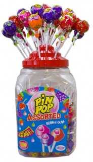Lízátko 18 g PIN POP se žvýkačkou MIX ASSORTED 