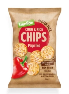Snack vyrobený z kukuřice a rýže 50 g / benlian CHIPS paprika - VÝPRODEJ !!! DMT: 8/2025