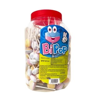 Lízátko BiPOP 9.5 g z ovocného komprimátu - balené - sáček 50 ks