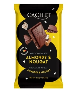 Belgická čokoláda CACHET 300 g mléčná MANDLE & NUGÁT