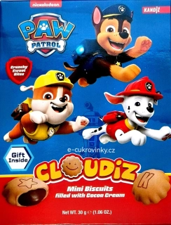 Mini sušenky CLOUDIZ 30 g PAW PATROL s kakaovým krémem