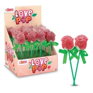 Želatinové lízátko RŮŽE 38 g LOVE POP lízátko ROSE - VÝPRODEJ !!! DMT: 11/2025