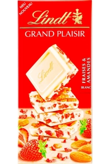 Čokoláda LINDT GRAND PLAISIR 150 g bílá MANDLE & JAHODY