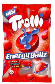 Želé TROLLI 75 g ENERGY BALLZ - 4x 18.7 g - želé s kofeinem a tauinem - VÝPRODEJ !!! DMT: 7/2025