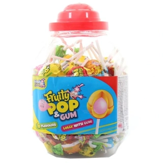 Lízátko FRUITY POP 16 g - se žvýkačkou (dóza 100 ks)