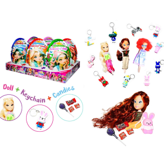 VELKÉ plastové XXXL vajíčko 17 cm PRINCESS 25 g - s přívěškem & panenkou