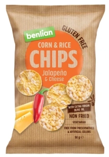 Snack vyrobený z kukuřice a rýže 50 g / benlian CHIPS jalapeňo a sýr - VÝPRODEJ !!! DMT: 8/2025