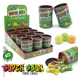 Extra kyselé bonbónky SUPER SOUR hard candy 40 g CANDY TANK - mini kasička